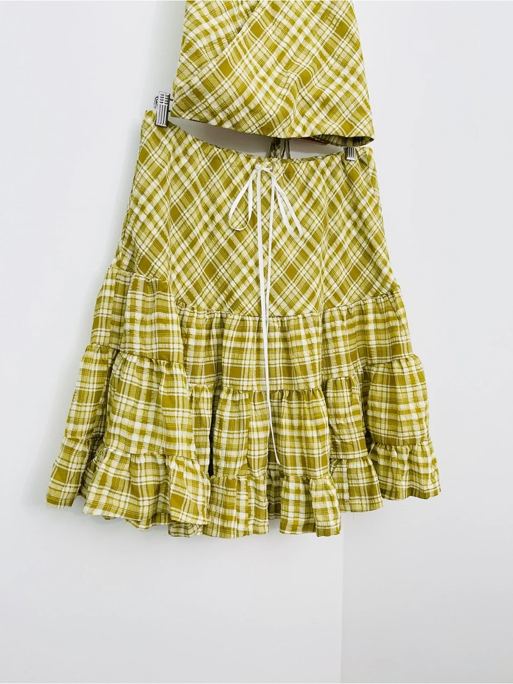 NWOT Free People Traymore Plaid Matching Set Skirt + Halter Top Size Small